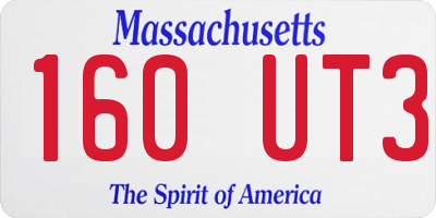 MA license plate 160UT3