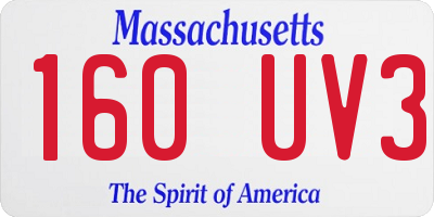 MA license plate 160UV3