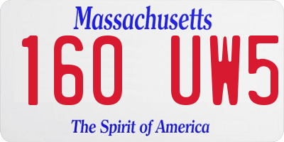 MA license plate 160UW5