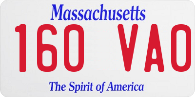 MA license plate 160VA0