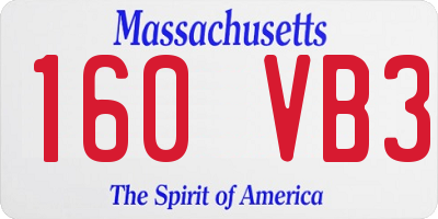 MA license plate 160VB3