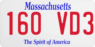 MA license plate 160VD3