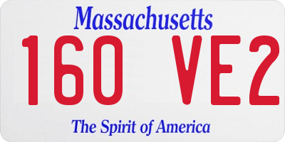 MA license plate 160VE2