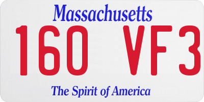 MA license plate 160VF3