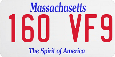 MA license plate 160VF9