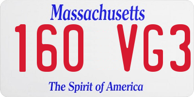 MA license plate 160VG3