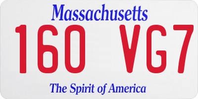 MA license plate 160VG7