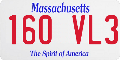 MA license plate 160VL3