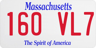MA license plate 160VL7