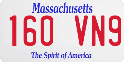 MA license plate 160VN9