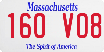 MA license plate 160VO8