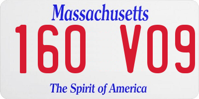 MA license plate 160VO9