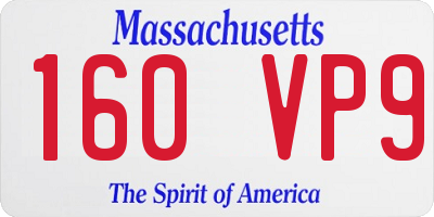 MA license plate 160VP9