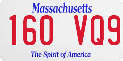 MA license plate 160VQ9