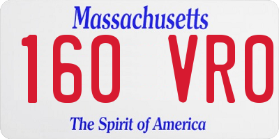 MA license plate 160VR0