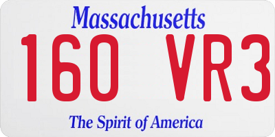 MA license plate 160VR3