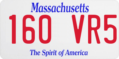MA license plate 160VR5