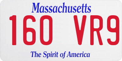 MA license plate 160VR9