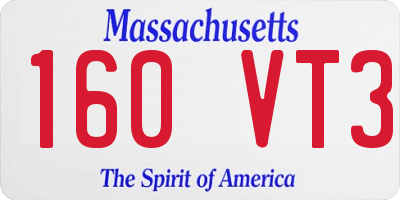 MA license plate 160VT3