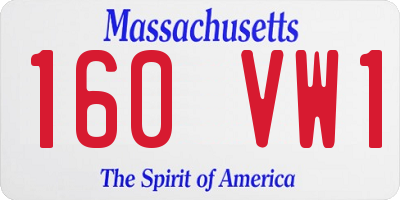 MA license plate 160VW1