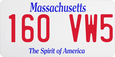 MA license plate 160VW5