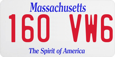 MA license plate 160VW6