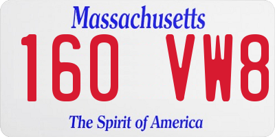 MA license plate 160VW8