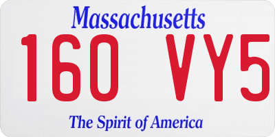 MA license plate 160VY5