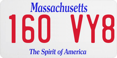 MA license plate 160VY8
