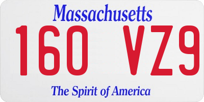 MA license plate 160VZ9