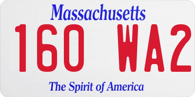 MA license plate 160WA2