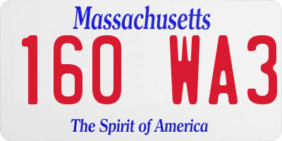 MA license plate 160WA3