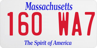 MA license plate 160WA7