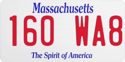 MA license plate 160WA8
