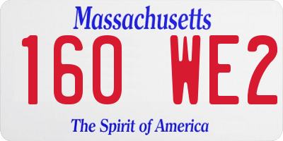 MA license plate 160WE2