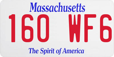 MA license plate 160WF6