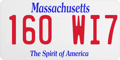 MA license plate 160WI7