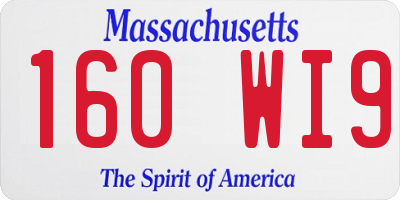 MA license plate 160WI9