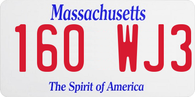 MA license plate 160WJ3
