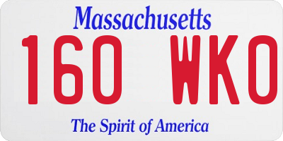 MA license plate 160WK0