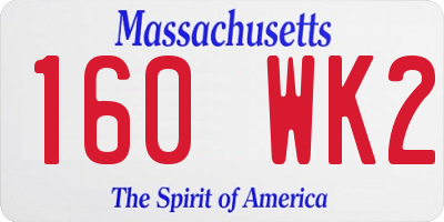 MA license plate 160WK2