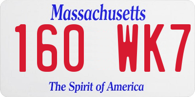 MA license plate 160WK7