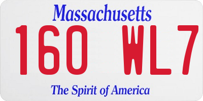 MA license plate 160WL7