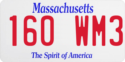 MA license plate 160WM3