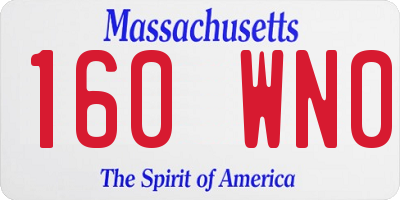 MA license plate 160WN0