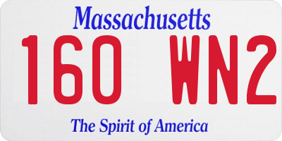 MA license plate 160WN2
