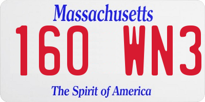 MA license plate 160WN3