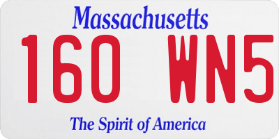 MA license plate 160WN5