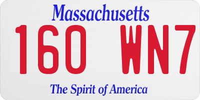 MA license plate 160WN7