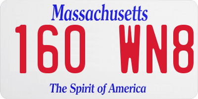 MA license plate 160WN8